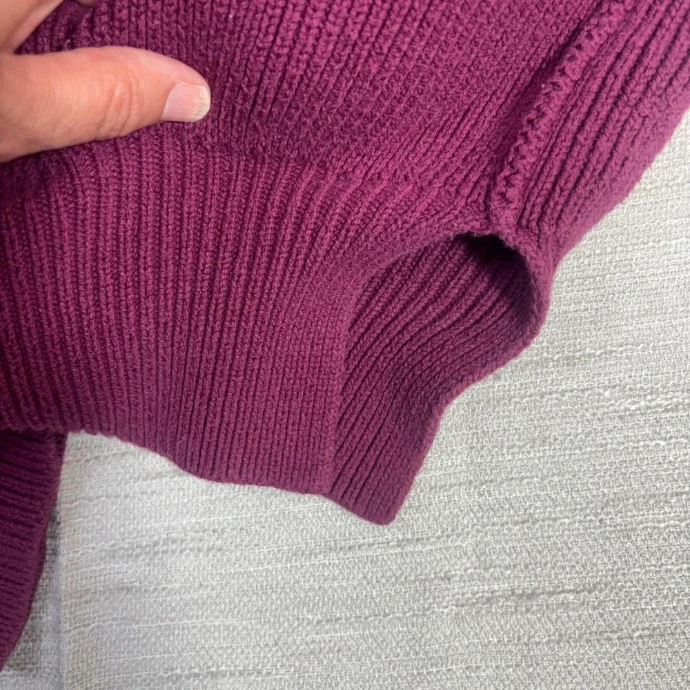 Free People Oversized Mock Neck Ribbed Sweater Berry Magenta Dolman Sleeve S/P